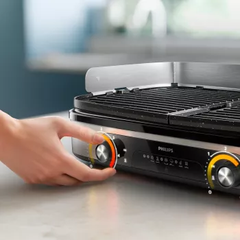 Plancha de asar eléctrica Philips HD6222/90 2400 W Negro Acero inoxidable