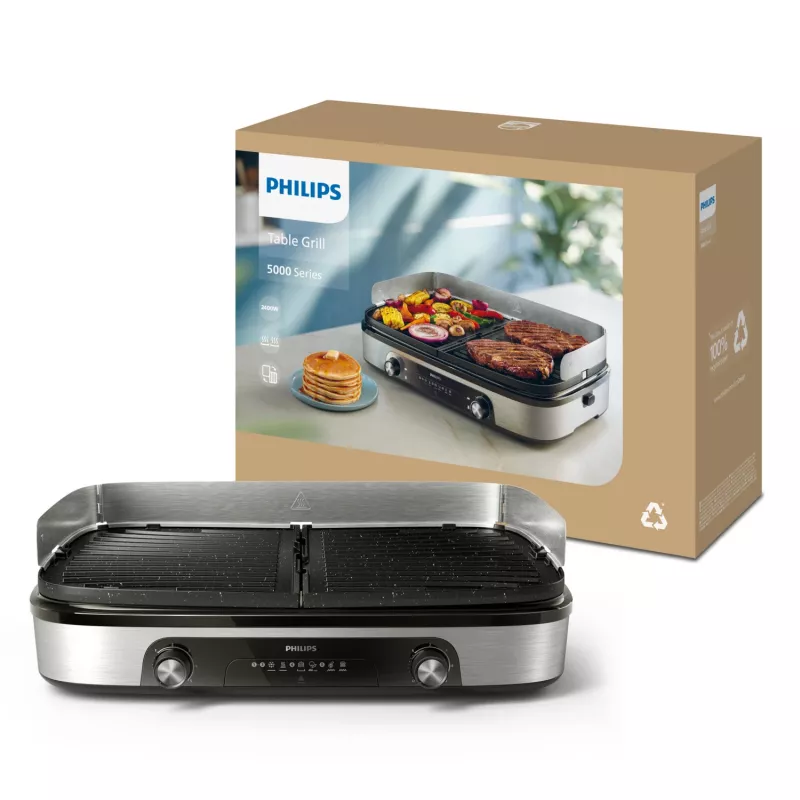 Plancha de asar eléctrica Philips HD6222/90 2400 W Negro Acero inoxidable