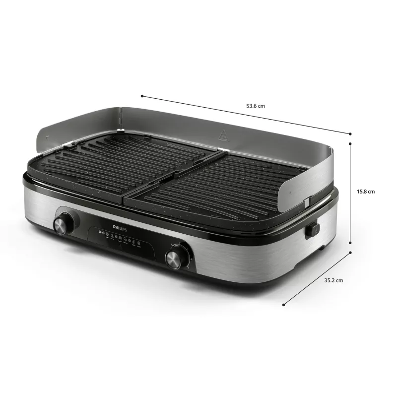Plancha de asar eléctrica Philips HD6222/90 2400 W Negro Acero inoxidable