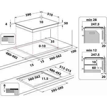 Indesit IB 65B60 NE Negro Integrable 59 cm Placa de inducción 4 zona(s)