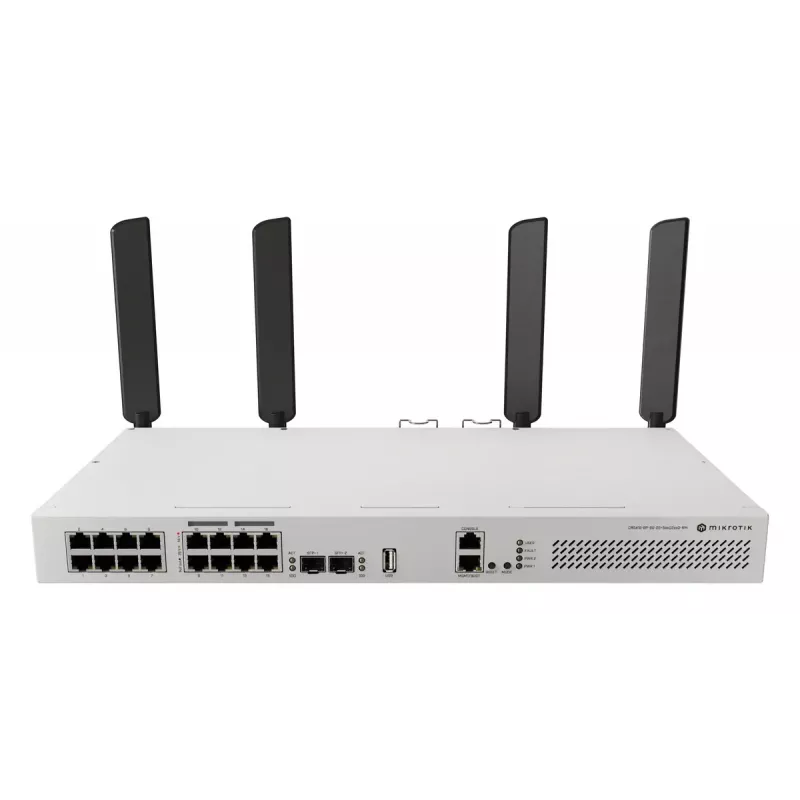 Switch de red MikroTik CRS418-8P-8G-2S+5axQ2axQ-RM — L2/L3, 17× Gigabit RJ-45, 2× SFP+, PoE (802.3af/at), rack 1U