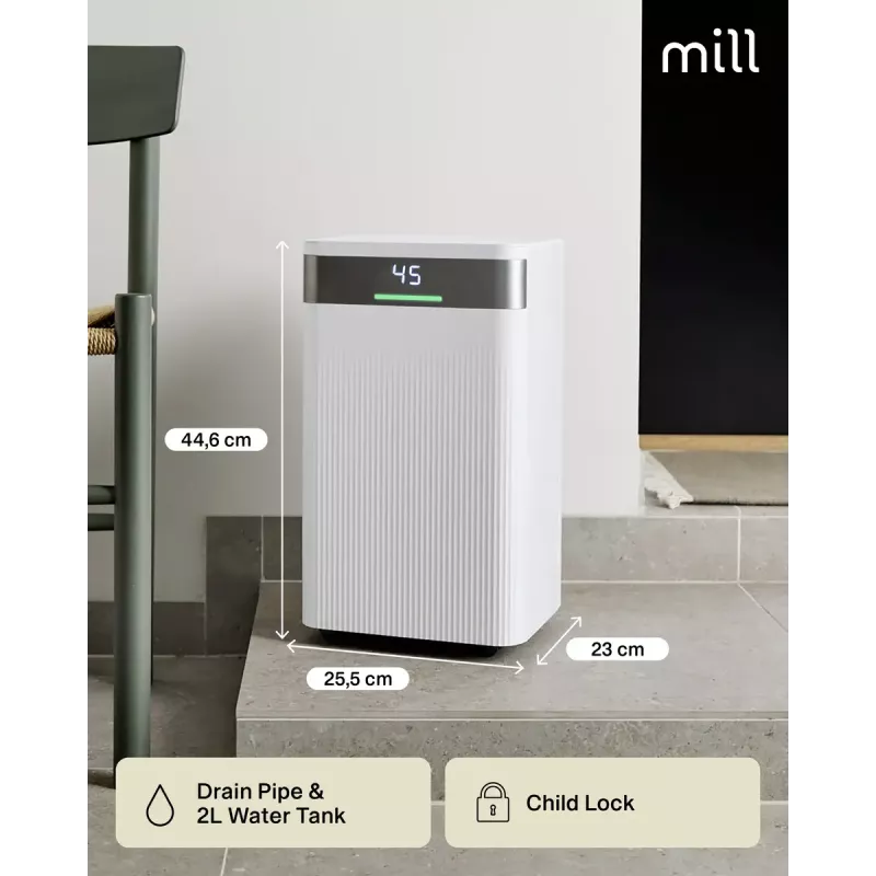 Deshumidificador Mill MDH12 200W para estancias de hasta 15 m²
