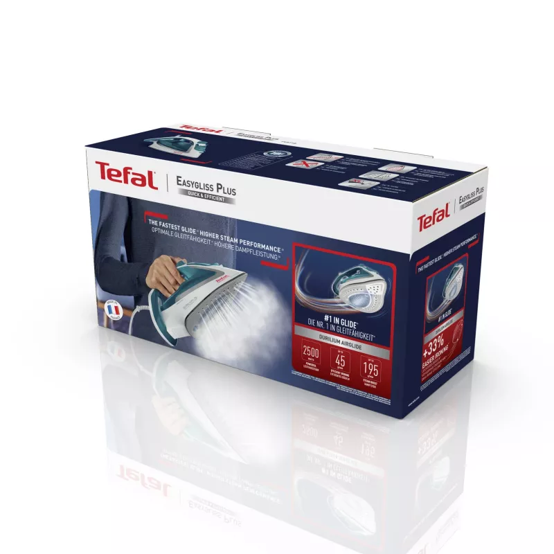 Plancha Tefal EasyGliss Plus FV5718 plancha de vapor suela Durilium 2400 W turquesa, blanco