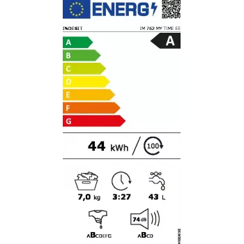 Lavadora de carga frontal INDESIT IM 762 MY TIME EE — 7 kg, 1200 rpm, clase A, blanca