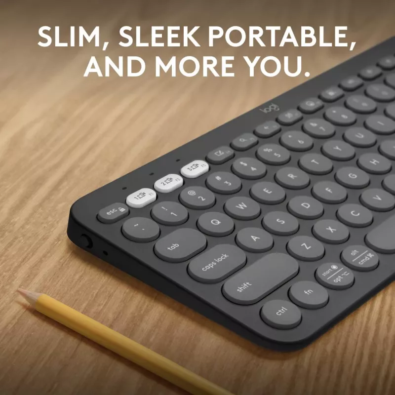 Teclado Logitech Pebble Keys 2 K380s Universal RF Wireless + Bluetooth QWERTY US International Grafito