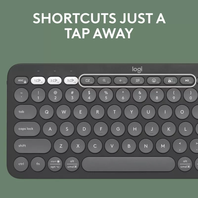 Teclado Logitech Pebble Keys 2 K380s Universal RF Wireless + Bluetooth QWERTY US International Grafito