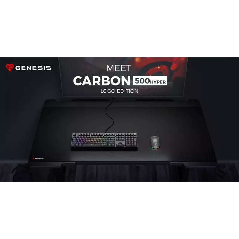 GENESIS Carbon 500 Hyper Logo, negra, monocromática, tela, goma, alfombrilla de ratón gaming