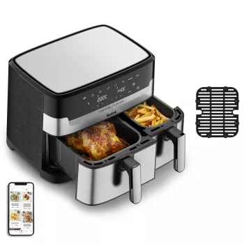 Freidora Tefal Dual Easy Fry & Grill EY905D doble 8,3 L de sobremesa 2700 W freidora de aire acero inoxidable