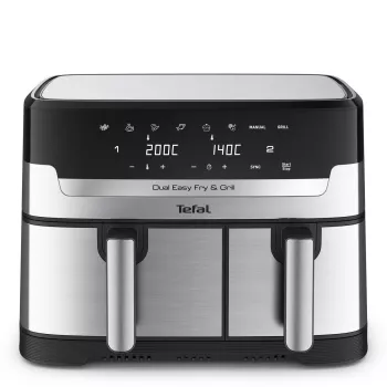 Freidora Tefal Dual Easy Fry & Grill EY905D doble 8,3 L de sobremesa 2700 W freidora de aire acero inoxidable