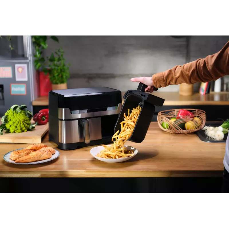 Freidora Tefal Dual Easy Fry & Grill EY905D doble 8,3 L de sobremesa 2700 W freidora de aire acero inoxidable