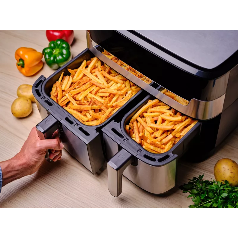Freidora Tefal Dual Easy Fry & Grill EY905D doble 8,3 L de sobremesa 2700 W freidora de aire acero inoxidable