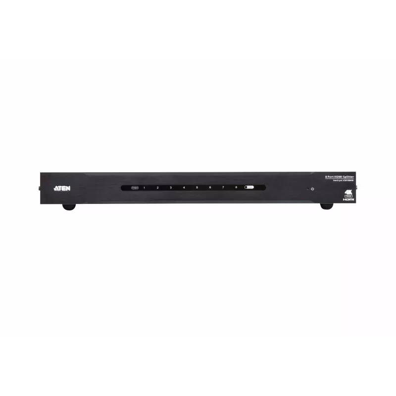 ATEN Splitter HDMI 8 puertos True 4K, HDMI, 8x HDMI, 4096 x 2160 píxeles, Negro, Metal, 4K Ultra HD
