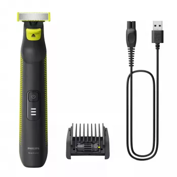 Afeitadora Philips OneBlade Pro Face and Body QP6506/15 5 en 1 peine ajustable uso en húmedo y en seco pantalla LED