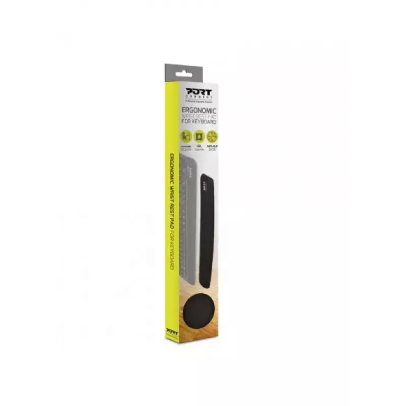 Reposamuñecas Port Designs 900718 — Gel/Silicona/Goma/Poliéster, 400 × 60 × 20 mm, negro
