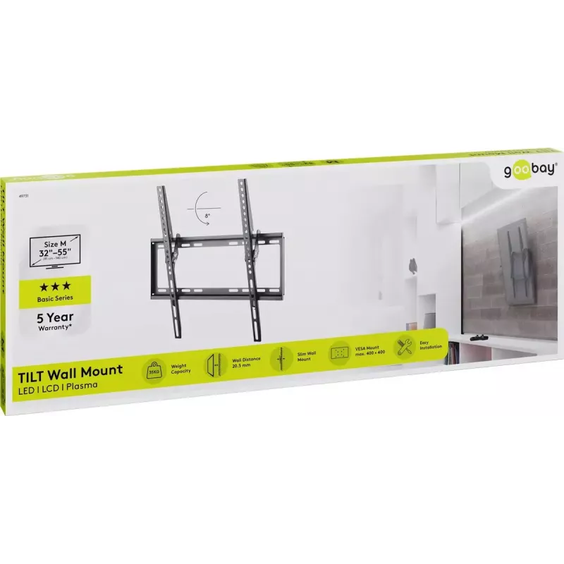 Soporte de TV Goobay 55 inch Negro 35kg de capacidad VESA 200x200 a 400x400