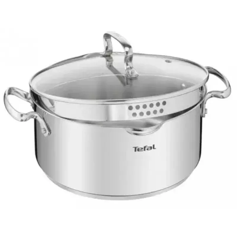 Olla Tefal DUETTO+ G7194355, 2 l, redonda, acero inoxidable, 18 cm