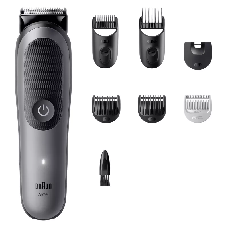 Braun Series 5 AIO5520 All-in-One kit de cuidado personal 7 en 1, inalámbrico, 14 ajustes de longitud, negro