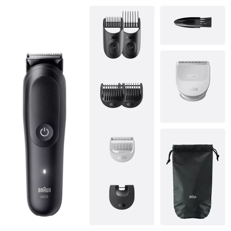 Braun Series 5 AIO5540 All-In-One Style Kit cortapelos 9 en 1, lavable, negro