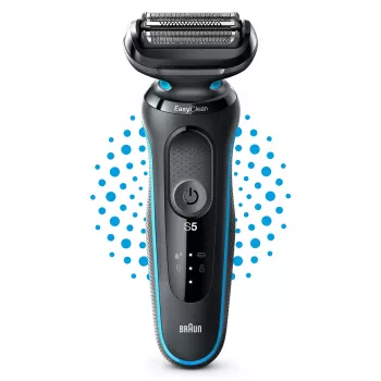 Máquina de afeitar de láminas BRAUN Series 5 51-M1000s — 3 cabezales, húmedo y seco, batería de Li-Ion, carga rápida, Negro/Azul