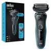 Máquina de afeitar de láminas BRAUN Series 5 51-M1000s — 3 cabezales, húmedo y seco, batería de Li-Ion, carga rápida, Negro/Azul