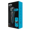 Máquina de afeitar de láminas BRAUN Series 5 51-M1000s — 3 cabezales, húmedo y seco, batería de Li-Ion, carga rápida, Negro/Azul