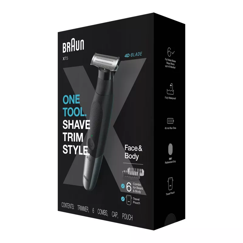 Máquina de afeitar de láminas Braun Series X XT5200 con recortador Negro, Metálico