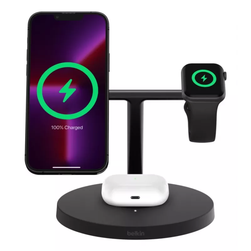 Soporte de carga inalámbrica BELKIN - Boost Charge Pro - 3 en 1 con Qi2 15w - Negro