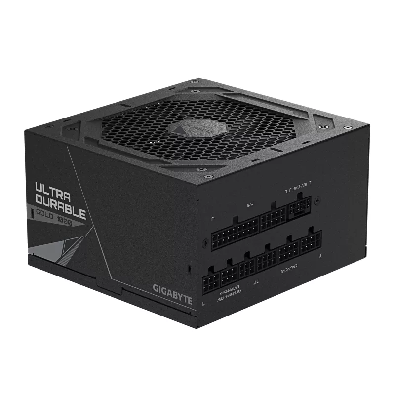 Fuente de alimentación GIGABYTE UD1000GM PG5 V2 – PCIe Gen 5.1, 80 PLUS Gold, diseño totalmente modular, ventilador de 120 mm, compatible con ATX 3.1, conector EU