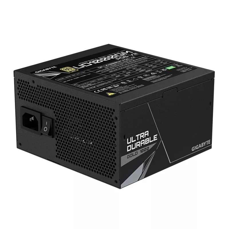 Fuente de alimentación GIGABYTE UD1000GM PG5 V2 – PCIe Gen 5.1, 80 PLUS Gold, diseño totalmente modular, ventilador de 120 mm, compatible con ATX 3.1, conector EU