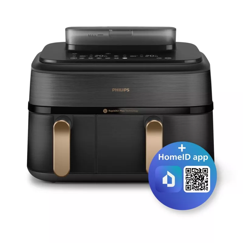 Freidora Philips Serie 5000 NA552/00 Doble 9 l de pie 2750 W Freidora de aire Negro, Dorado