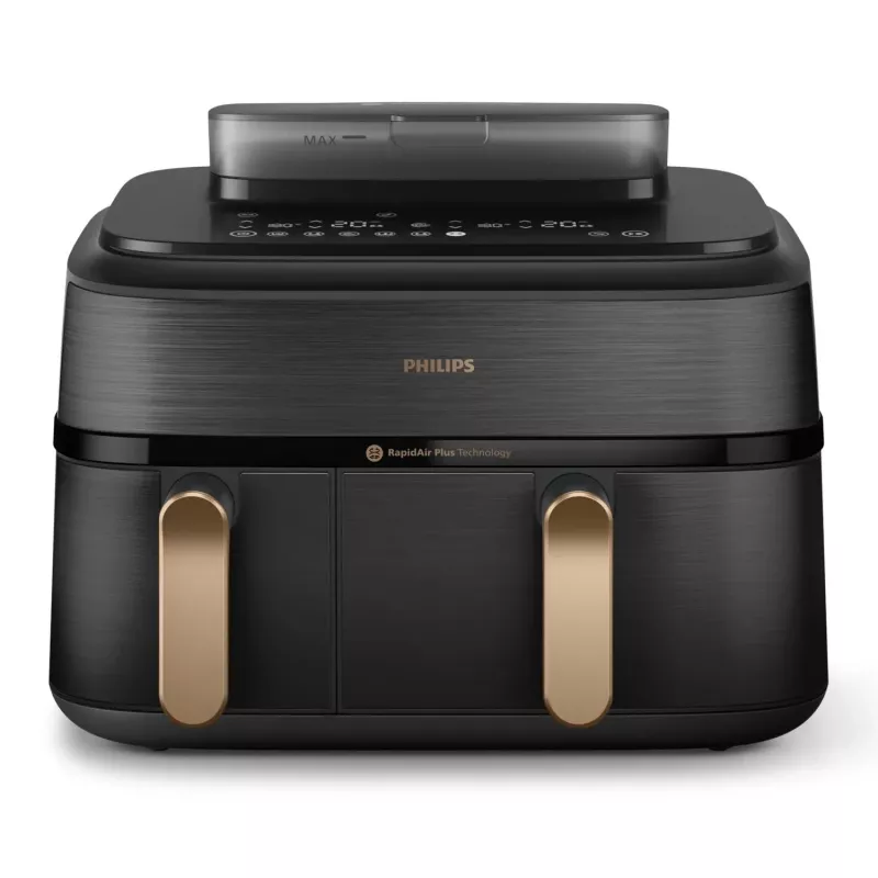 Freidora Philips Serie 5000 NA552/00 Doble 9 l de pie 2750 W Freidora de aire Negro, Dorado