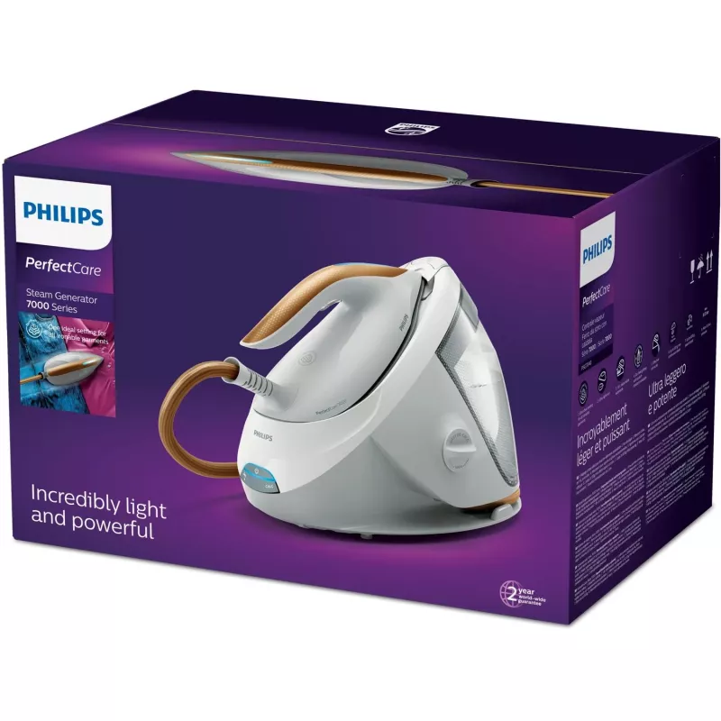 Centro de planchado Philips Serie 7000 PSG7040/10 2100 W 1,8 L Suela SteamGlide Elite Dorado, Blanco
