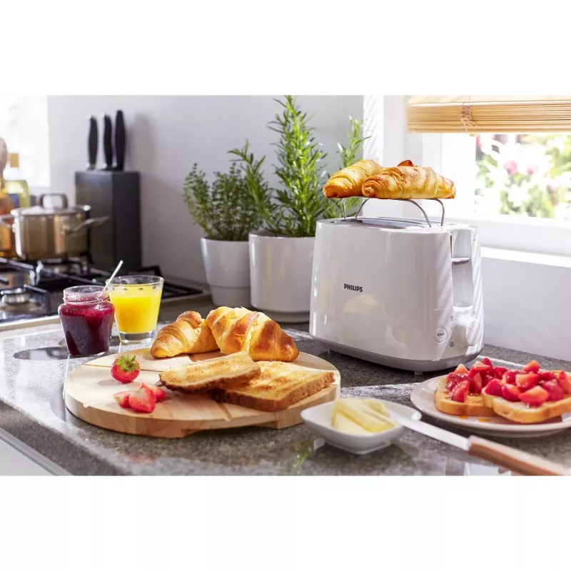 Philips Daily Collection HD2582/00 tostadora, 2 ranuras, 830 W, blanca
