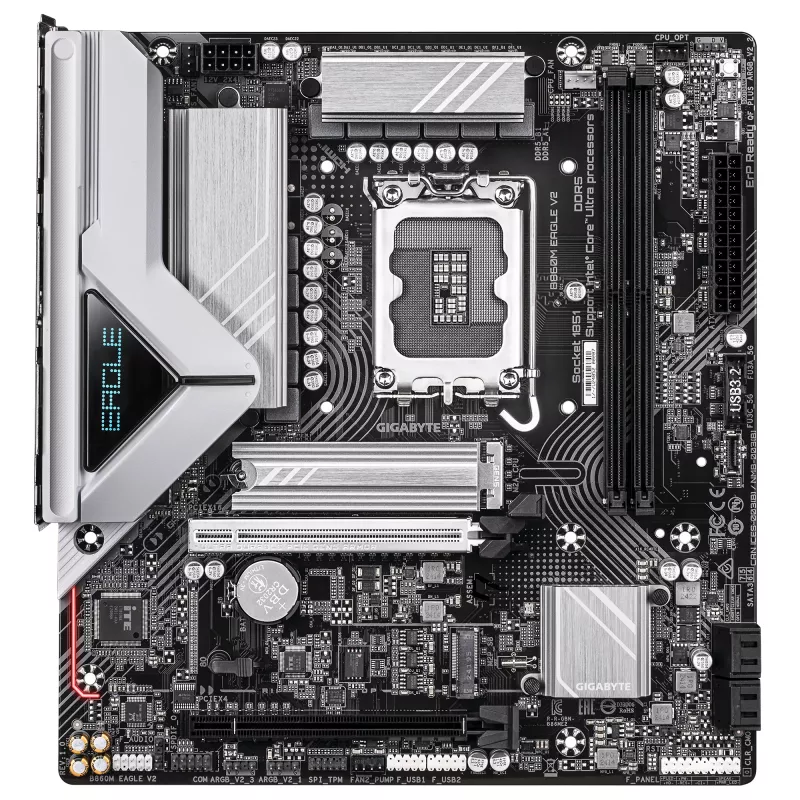 Placa base GIGABYTE B860M EAGLE V2 — Micro ATX, LGA 1851, Intel B860, 2 DIMM DDR5 hasta 9066 MHz, PCIe 5.0, 2.5GbE