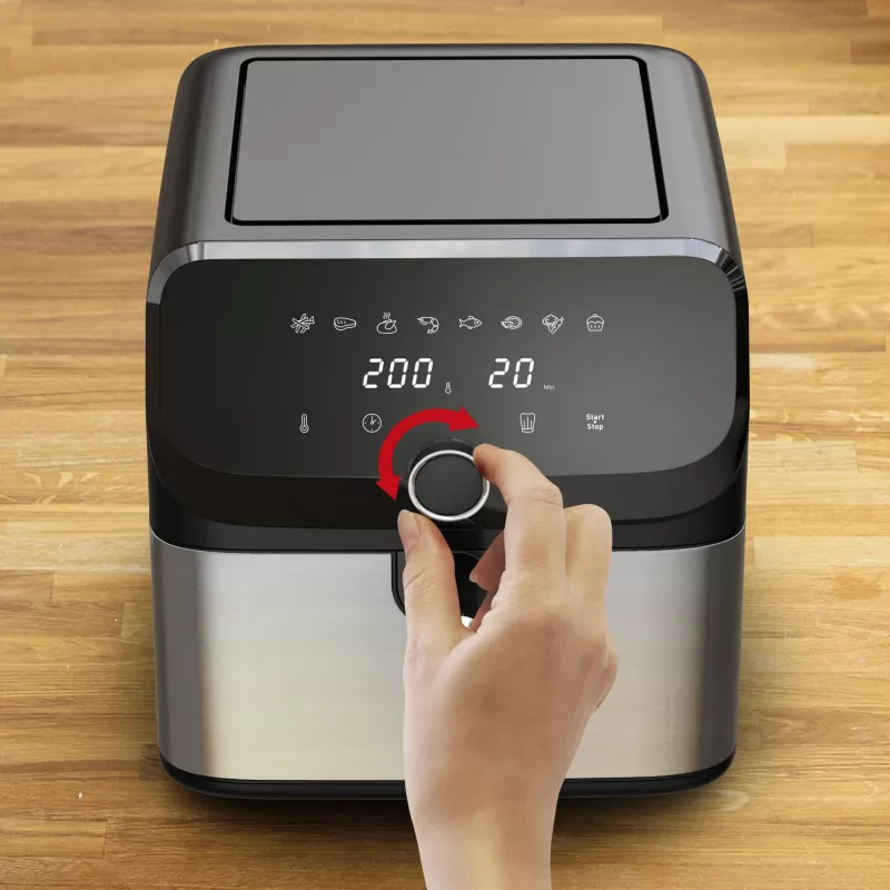 Freidora Tefal Easy Fry Mega EY855D10 individual 7,5 l de pie 2020 W freidora de aire negro, acero inoxidable