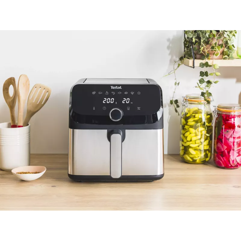 Freidora Tefal Easy Fry Mega EY855D10 individual 7,5 l de pie 2020 W freidora de aire negro, acero inoxidable