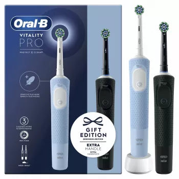 Cepillo de dientes eléctrico Oral-B Vitality Pro Duo rotatorio-oscilante para adultos, negro, azul, blanco