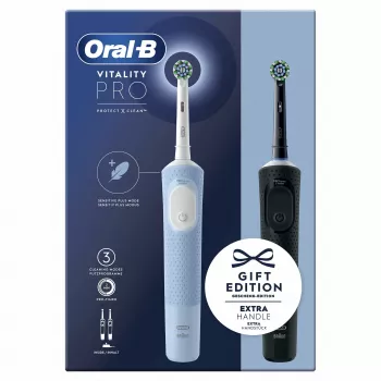 Cepillo de dientes eléctrico Oral-B Vitality Pro Duo rotatorio-oscilante para adultos, negro, azul, blanco