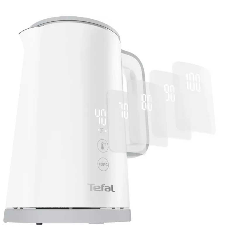 Hervidor eléctrico Tefal KO6931, 1,5 L, 1800 W, blanco, 5 ajustes de temperatura, función mantener caliente 30 min.