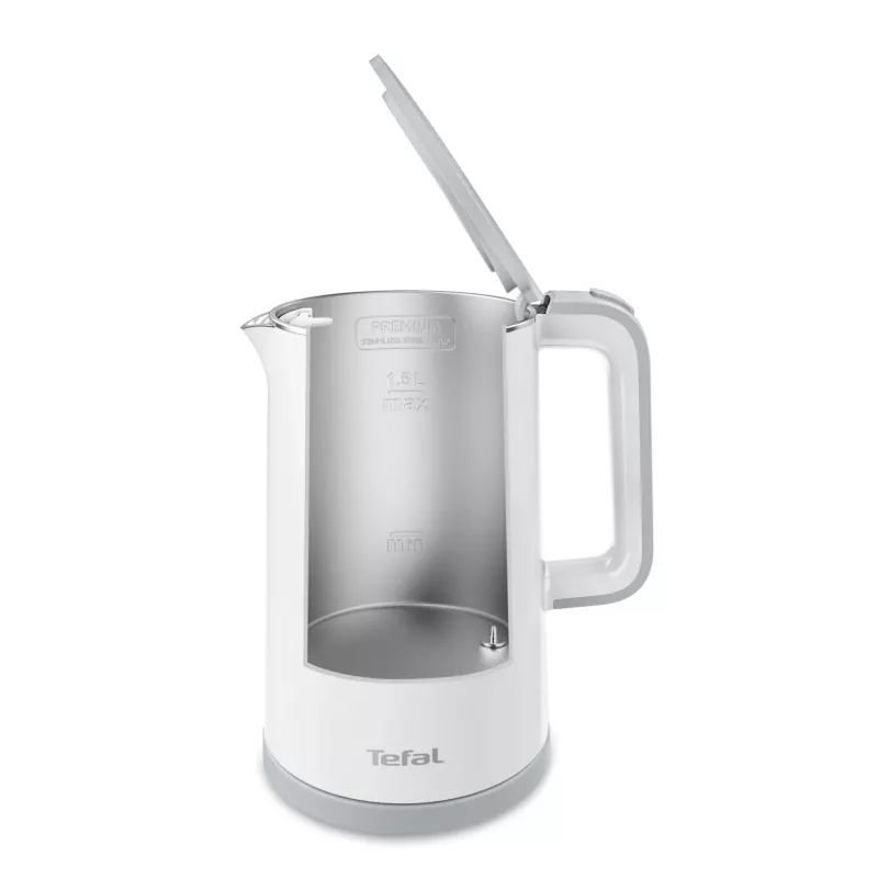 Hervidor eléctrico Tefal KO6931, 1,5 L, 1800 W, blanco, 5 ajustes de temperatura, función mantener caliente 30 min.