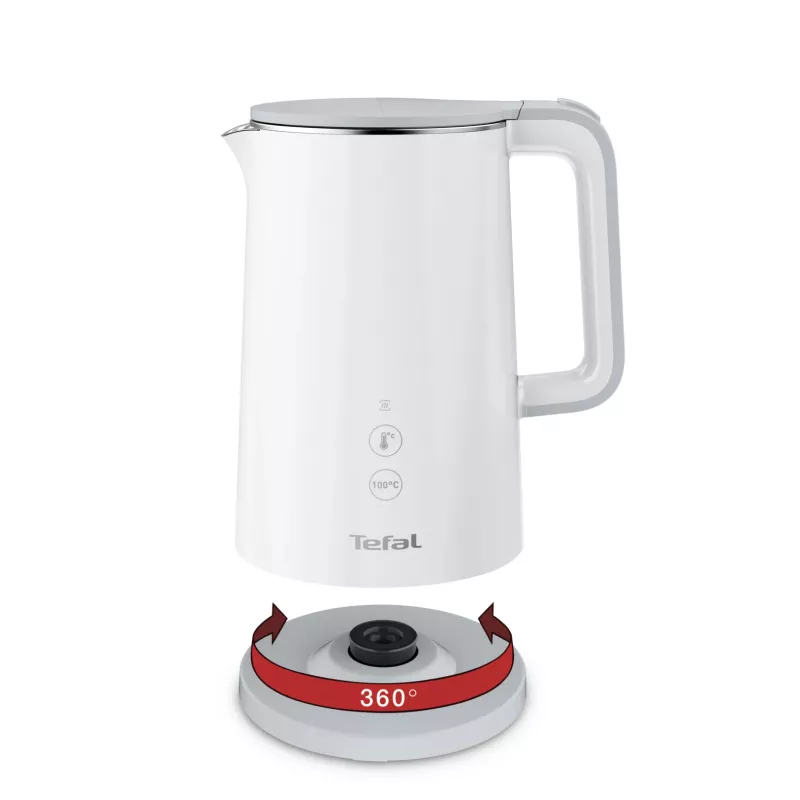 Hervidor eléctrico Tefal KO6931, 1,5 L, 1800 W, blanco, 5 ajustes de temperatura, función mantener caliente 30 min.