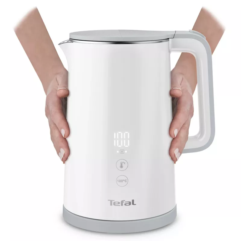 Hervidor eléctrico Tefal KO6931, 1,5 L, 1800 W, blanco, 5 ajustes de temperatura, función mantener caliente 30 min.