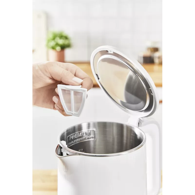 Hervidor eléctrico Tefal KO6931, 1,5 L, 1800 W, blanco, 5 ajustes de temperatura, función mantener caliente 30 min.