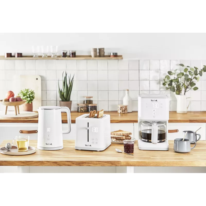Hervidor eléctrico Tefal KO6931, 1,5 L, 1800 W, blanco, 5 ajustes de temperatura, función mantener caliente 30 min.
