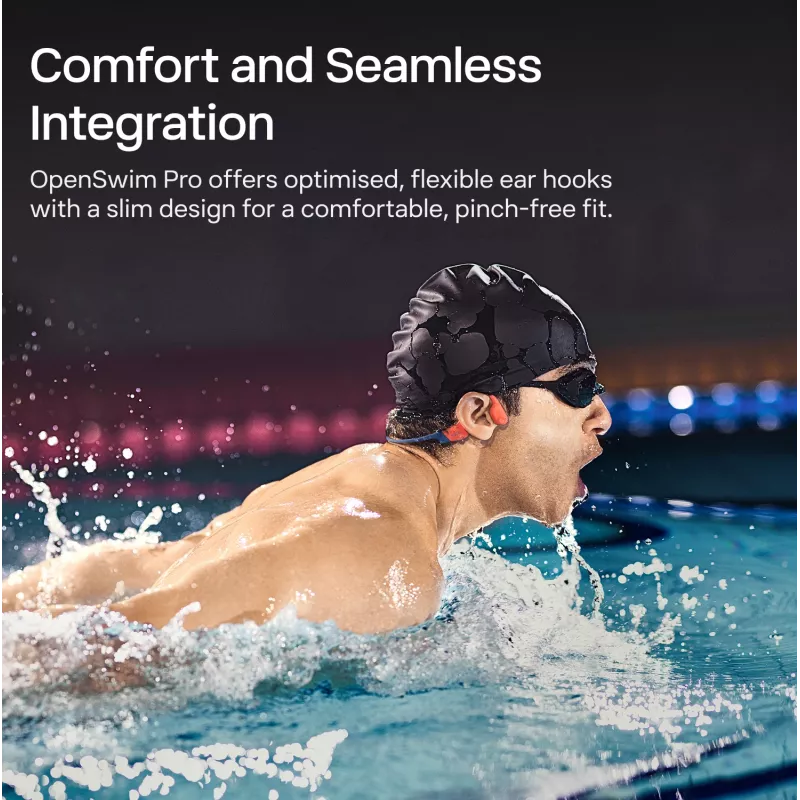 Auriculares Shokz OpenSwim Pro — auriculares inalámbricos de conducción ósea open-ear, IP68 resistentes al agua, Bluetooth 5.4, 32 GB, 9 h de reproducción, gris