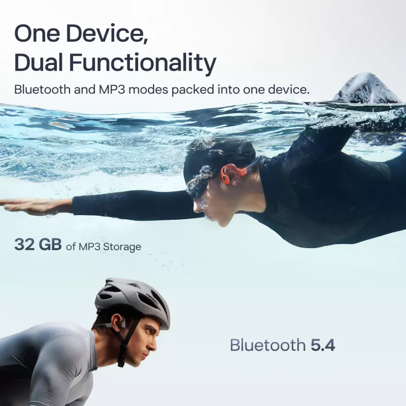Auriculares Shokz OpenSwim Pro — auriculares inalámbricos de conducción ósea open-ear, IP68 resistentes al agua, Bluetooth 5.4, 32 GB, 9 h de reproducción, gris