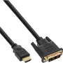 Cable HDMI a DVI InLine conector macho / conector macho 18+1 dorado 3m