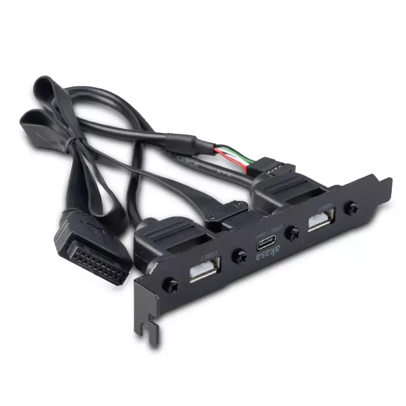 Akasa AK-CBUB53-40BK cable adaptador de USB 3.0/2.0 interno a USB-C externo y 2x USB 2.0 Tipo A, 40 cm, negro
