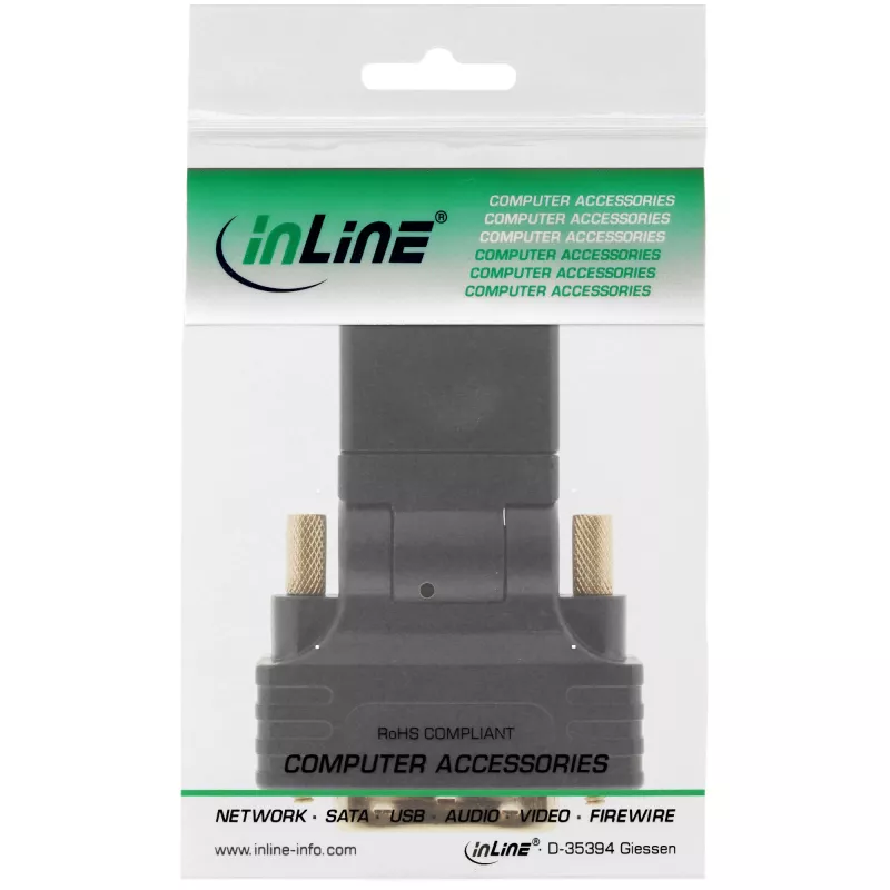 Adaptador HDMI a DVI InLine conector hembra HDMI / conector macho DVI flexible dorado 4K2K