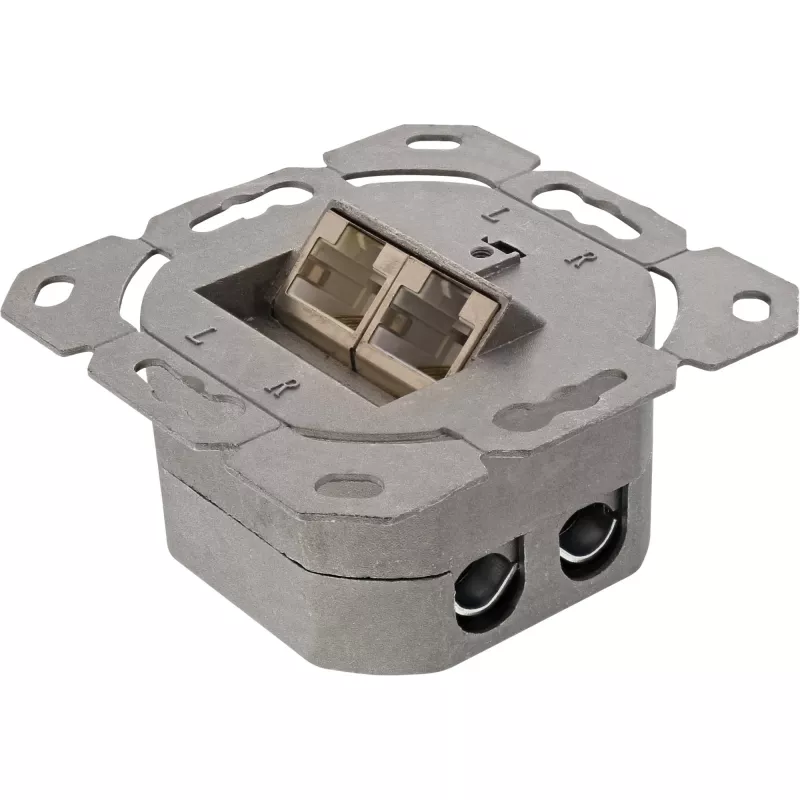 Toma de pared InLine Cat.6 2x RJ45 horizontal — Montaje en superficie o empotrado